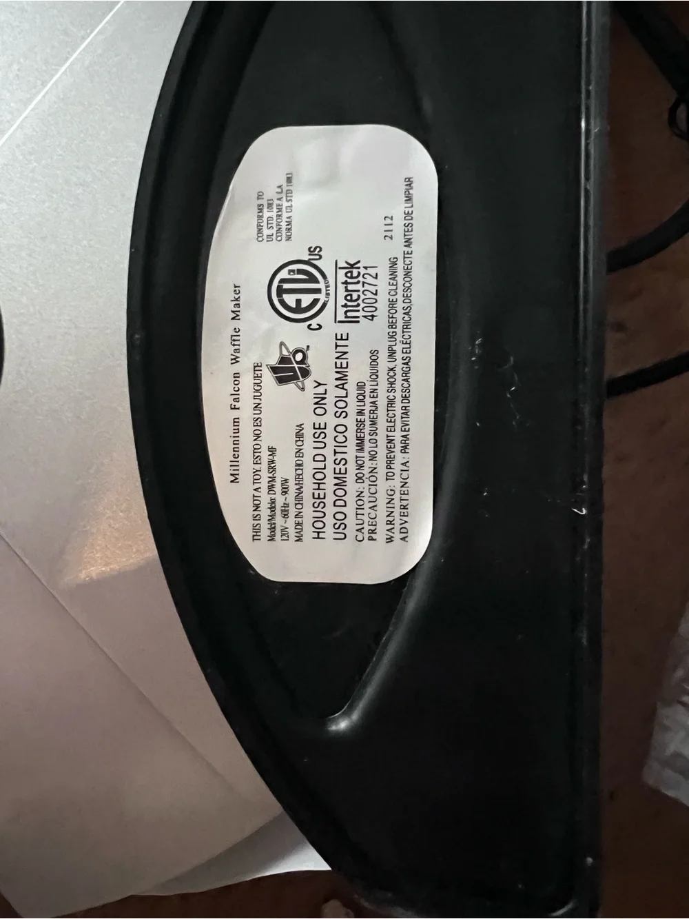 Star Wars Millennium Falcon Themed Waffle Maker - Black and Silver